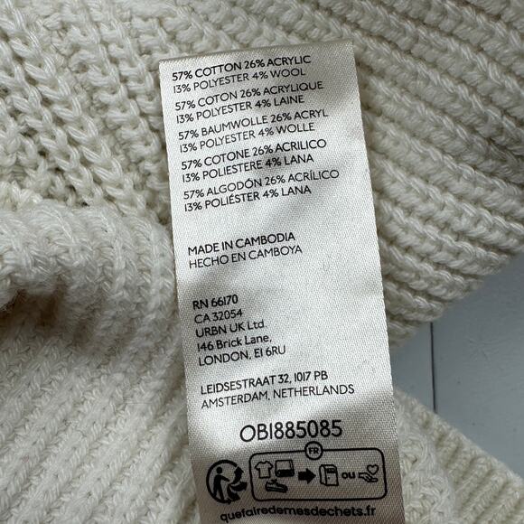 Maeve Anthropologie Sweater Womens Medium Cream Wool Ribbed Neutral Minimalist - Picture 9 of 13